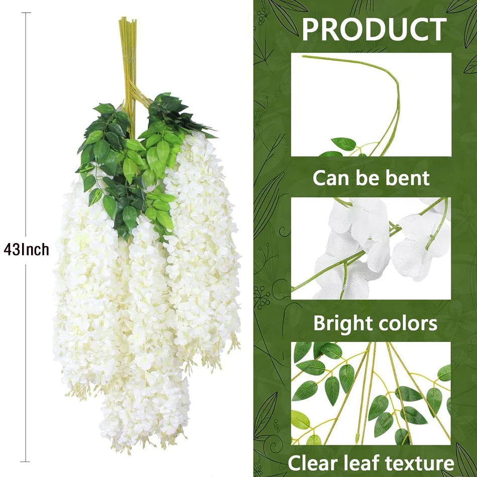 Artificial Wisteria Hanging Flowers, 43 Inch