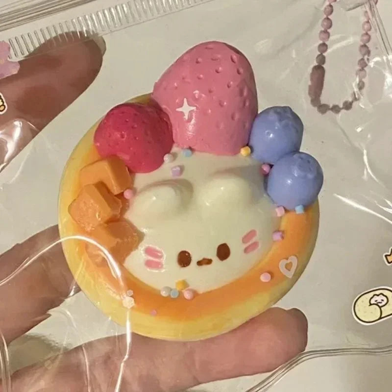 Kawaii Fruit Dessert Squishy Toy, Slow Rising Squeeze Stress Relief, Cute Bunny Cream Cake Fidget