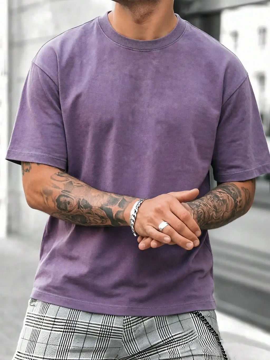 Washed Cotton Oversized Crew Neck T-Shirt