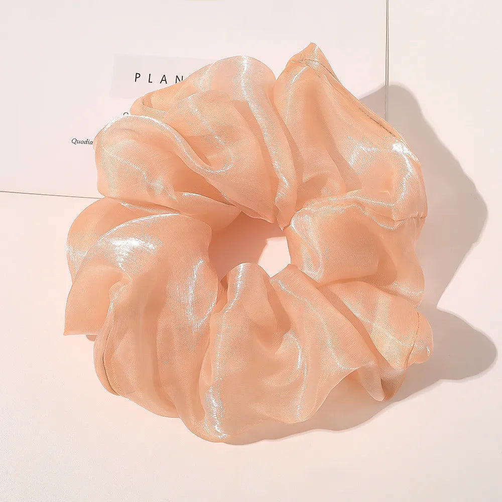 Spring summer organza hair scrunchie large fairy chiffon women Elastic Hair Band Ponytail Holder Hair Tie Girl Gum Accessories