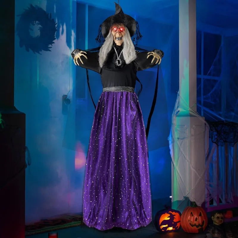 Halloween 47 in Animated Hanging Witch, Sound Activated with LED Lights