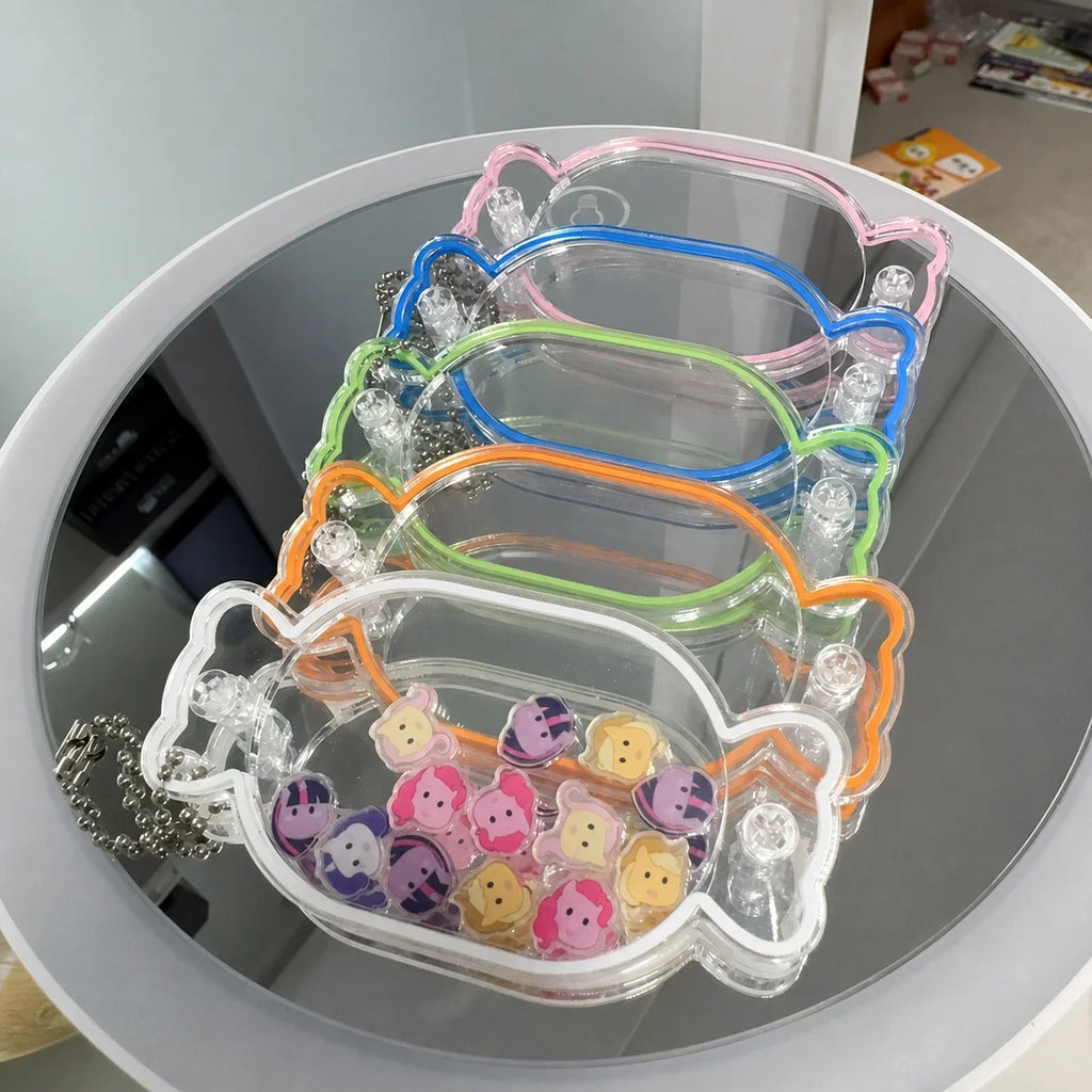 Candy Shape Acrylic Shaker Keychain Clear DIY Charm Pendant with Colored Edge Gift for Bag Keychain Jewelry Making
