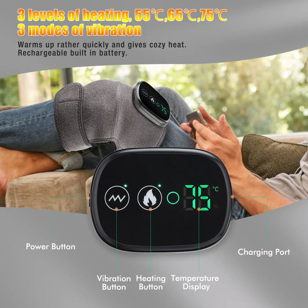 Heated Knee Massager with Vibration, Thermal Knee Pad for Knee, Shoulder and Elbow