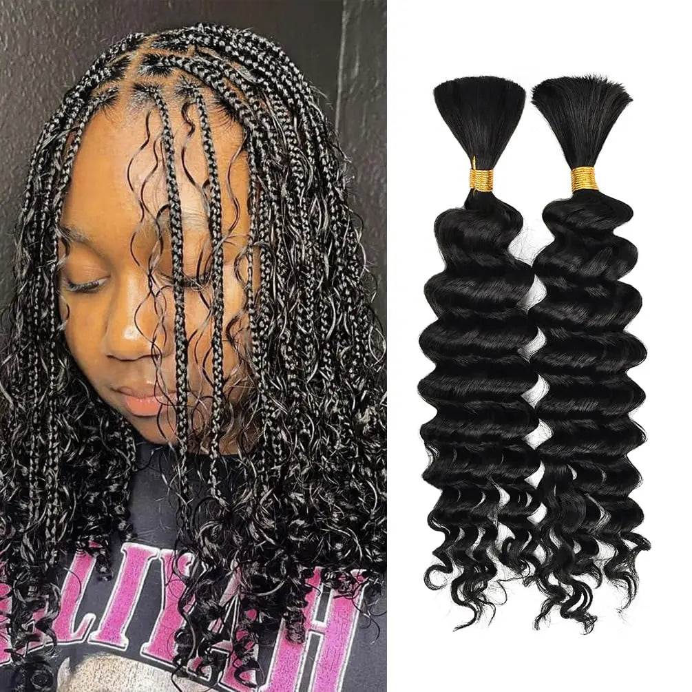 Deep Wave Human Braiding Hair for Boho Braids, 14"