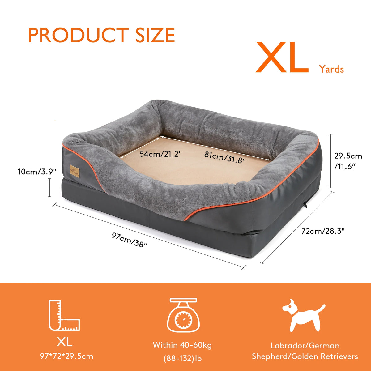 Large Dog Bed Soft Comfortable Warm Fleece Removable Washable Cover Pet Bed Waterproof