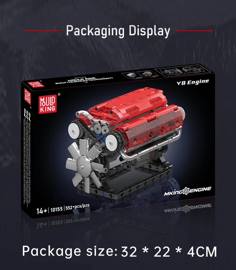 Mould King 10088 The V8 Engine Building Block Assembly Technical Car Brick Set Educational Car Engine Toys Kids Christmas Gift