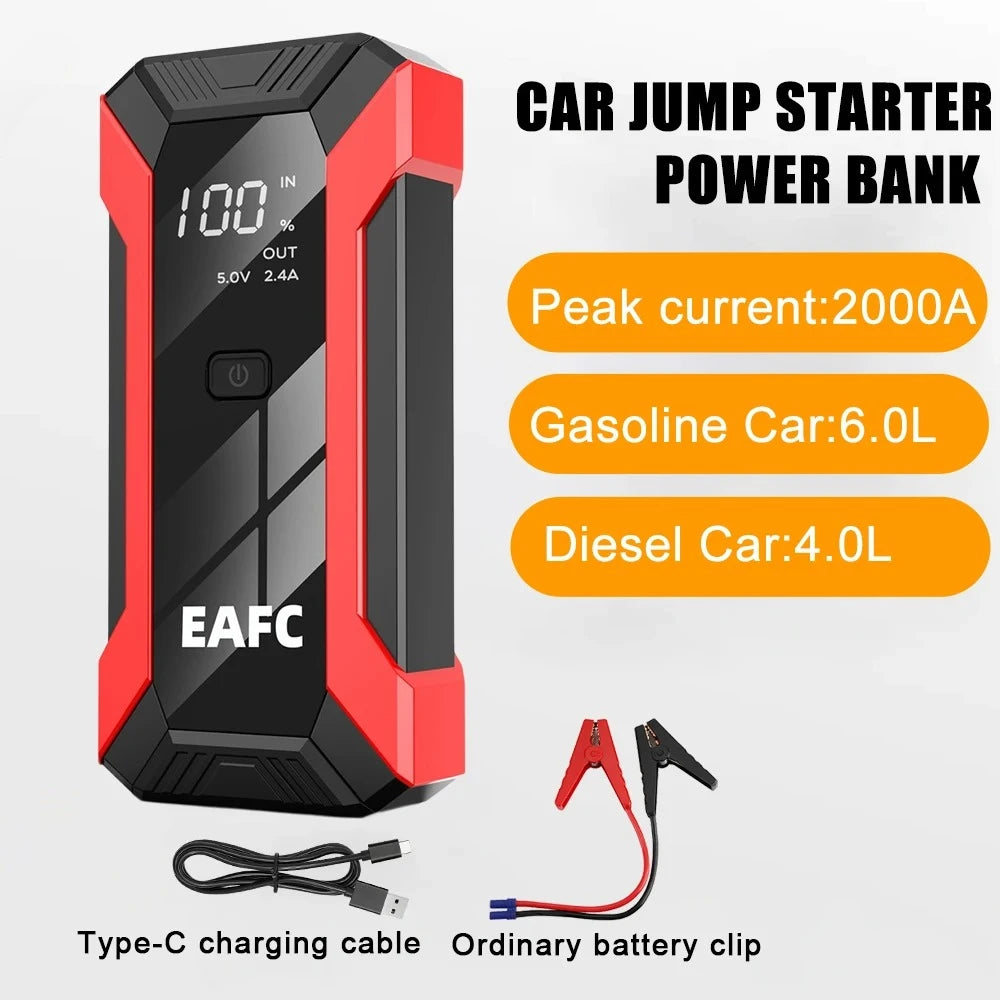 EAFC Power Bank 1000A/1200A/2000A Jump Starter Portable Charger Car Booster 12V Auto Starting Device Emergency Battery Starter