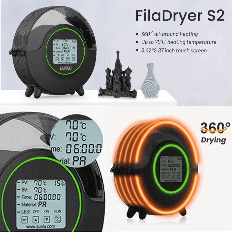 SUNLU S2 3D Filament Dryer with LED Touch Screen, Filament Dry Box