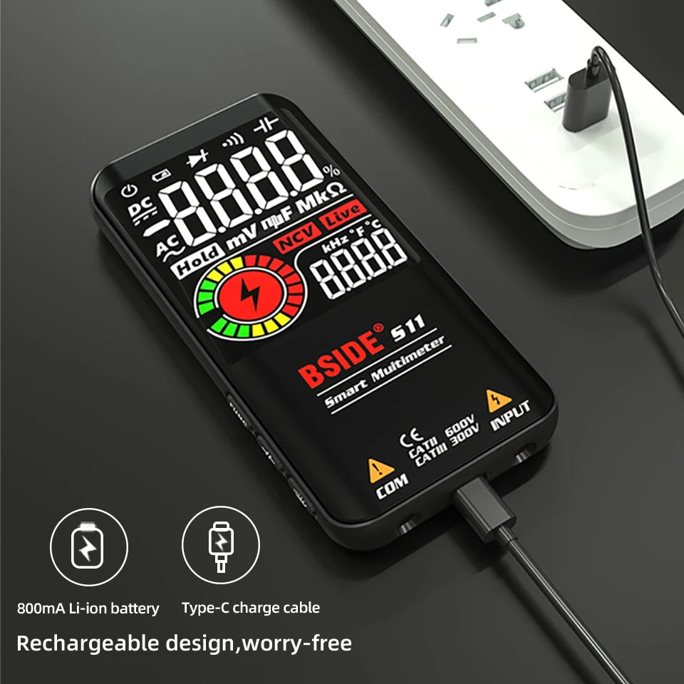 Digital Multimeter Color Display 9999 Count Auto Range Voltmeter Rechargeable with EMF Detector Capacitance Diode Tester