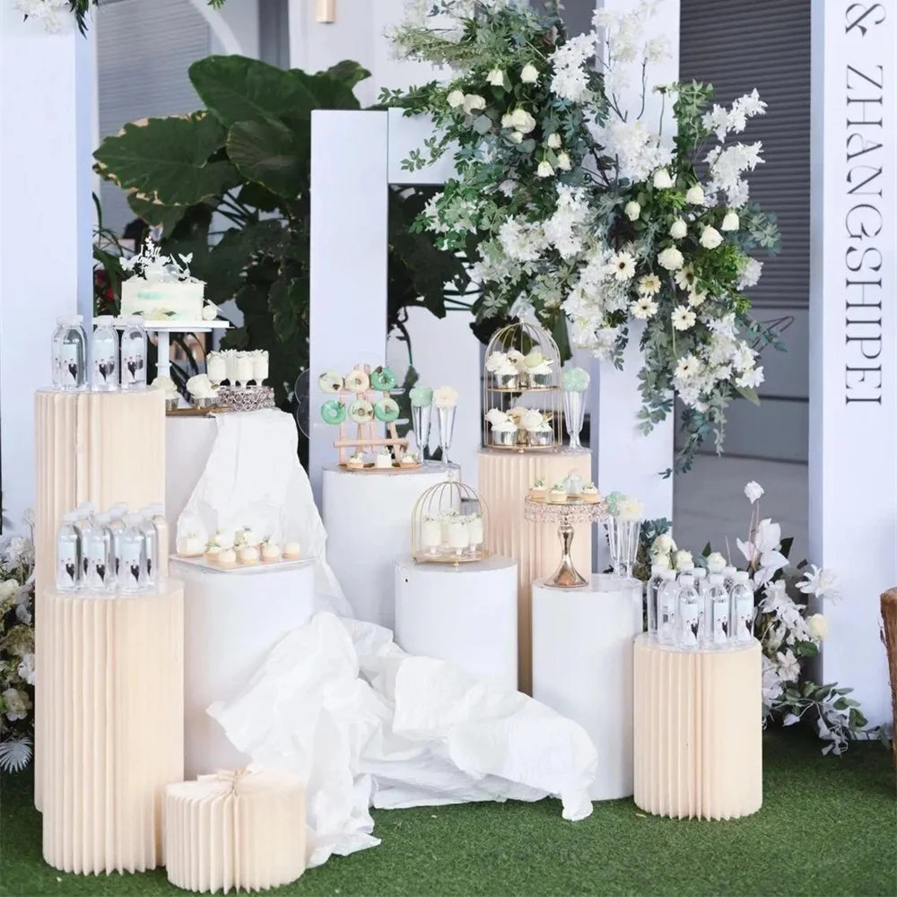 Cylindrical Paper Folding Wedding Flower Road Ornament ShopWindow Origami Decoration Cake Stand Dessert Table DIY Party Supplies