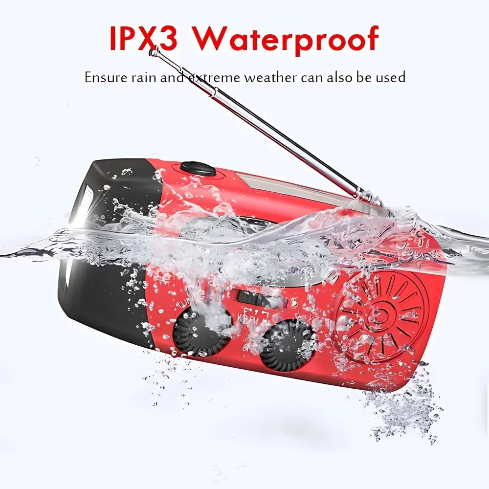 Solar Hand Crank Radio Portable Emergency Weather Alert Device with 2000mAh Power Bank and LED Flashlight Ideal for Home Blackout Severe Weather