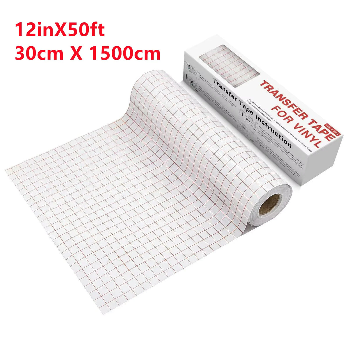 HTVRONT Transfer Tape for Vinyl, 12” X 100 FT Transfer Tape with Red Alignment Grid for Adhesive Vinyl, Medium Tack for Silhouette Cameo, for Decals, Signs, Windows, Stickers