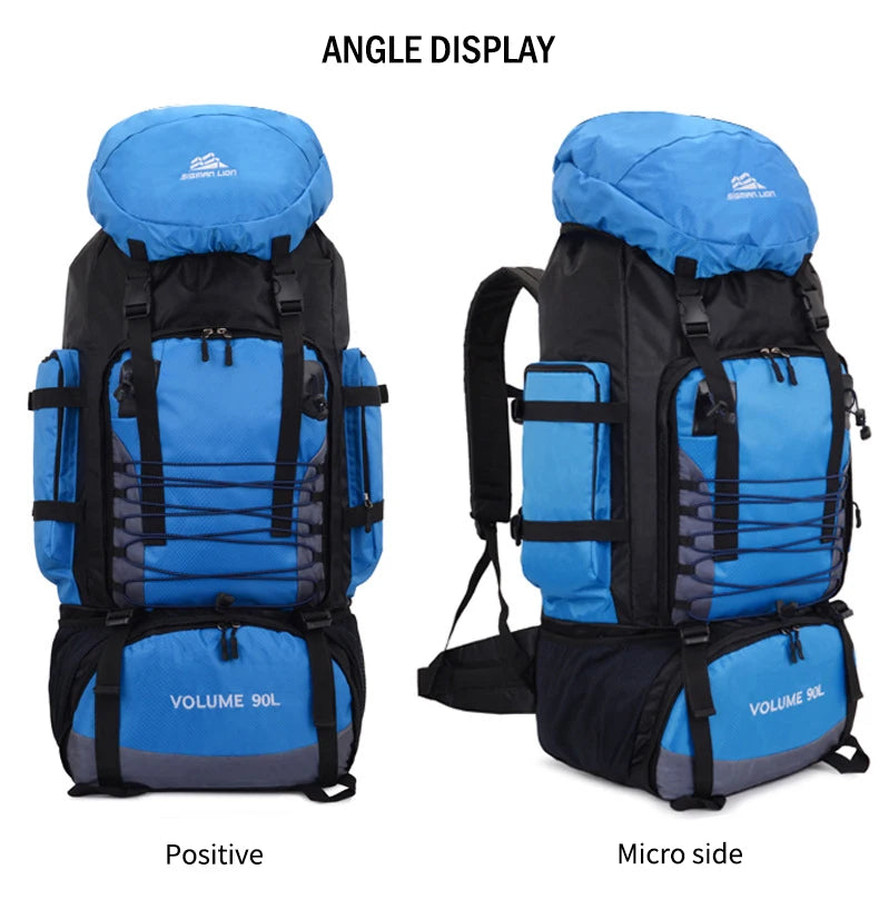 90L Large Camping Backpack Travel Bag Men's Women Luggage Hiking Shoulder Bags Outdoor Climbing Trekking Sports Rucksack Nylon