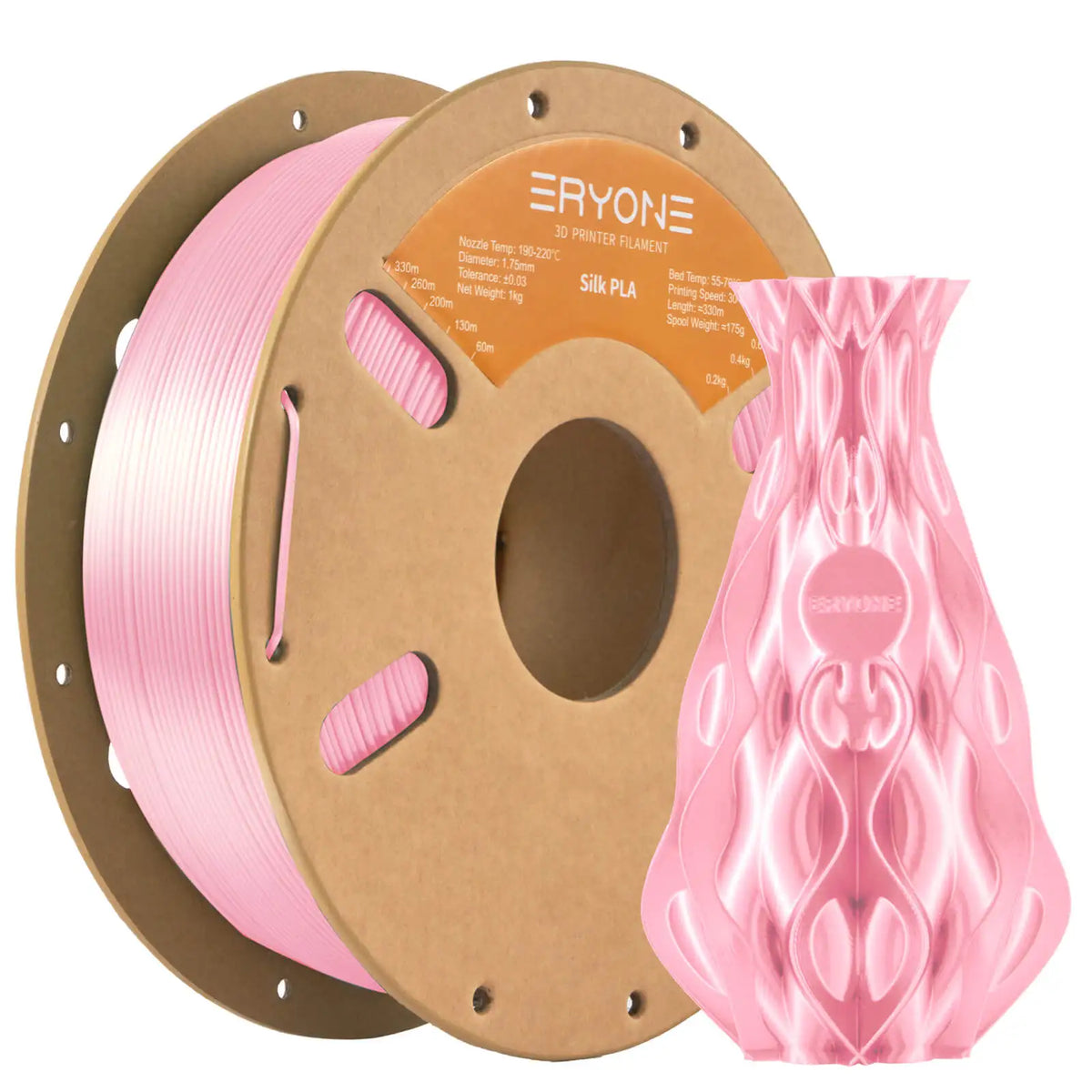 ERYONE 1KG Silk PLA 3D Printer Filament 1.75mm, Premium Silk Shiny Finish Single Color, Glossy Smooth Surface 1kg Spool