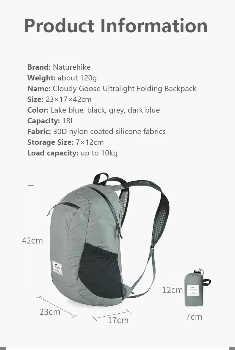 Naturehike Outdoor Backpack Lightweight 18L for Travel Trekking Running Mountaineering Backpack Durable Hiking Daypack