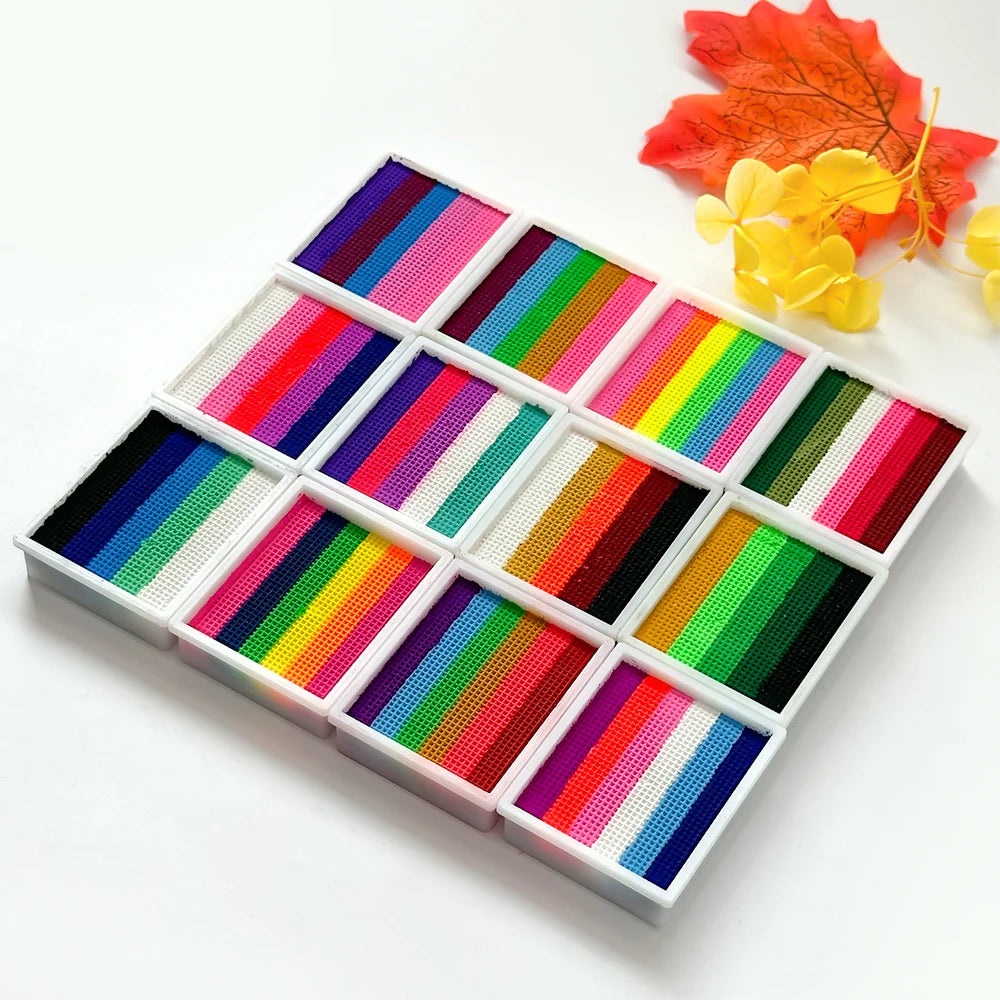 8g Palette Rainbow Water-Soluble Rainbow Palette Children's Face Body Paint,Halloween Cosplay Art Stage Makeup Body Painting