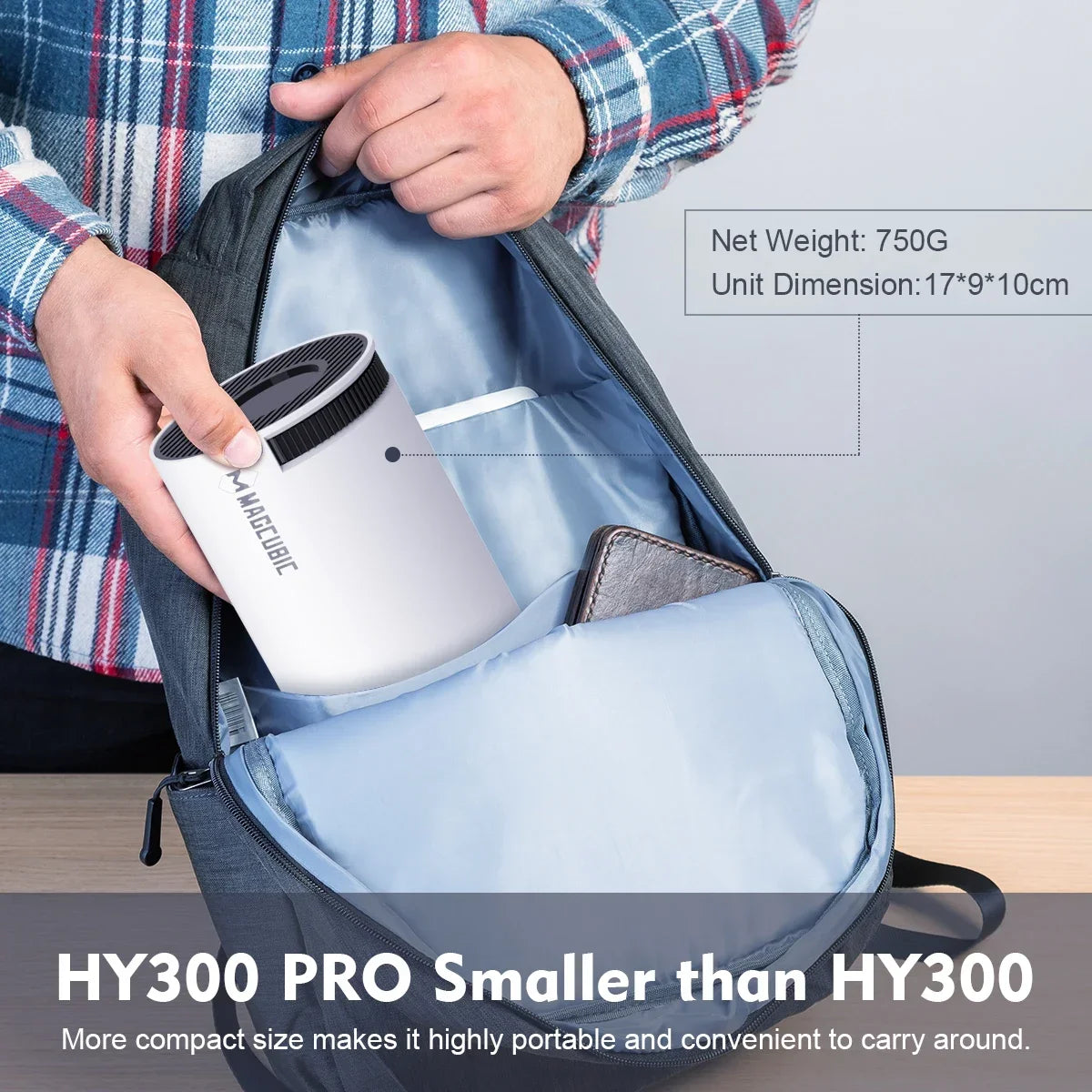 Magcubic Hy300Pro Allwinner H726 Smart Projector, 290Ansi 720P Native 1080P Compatible, Android 14 Dual Wifi6 Bt5.4 8K Decoding Indoor Outdoor