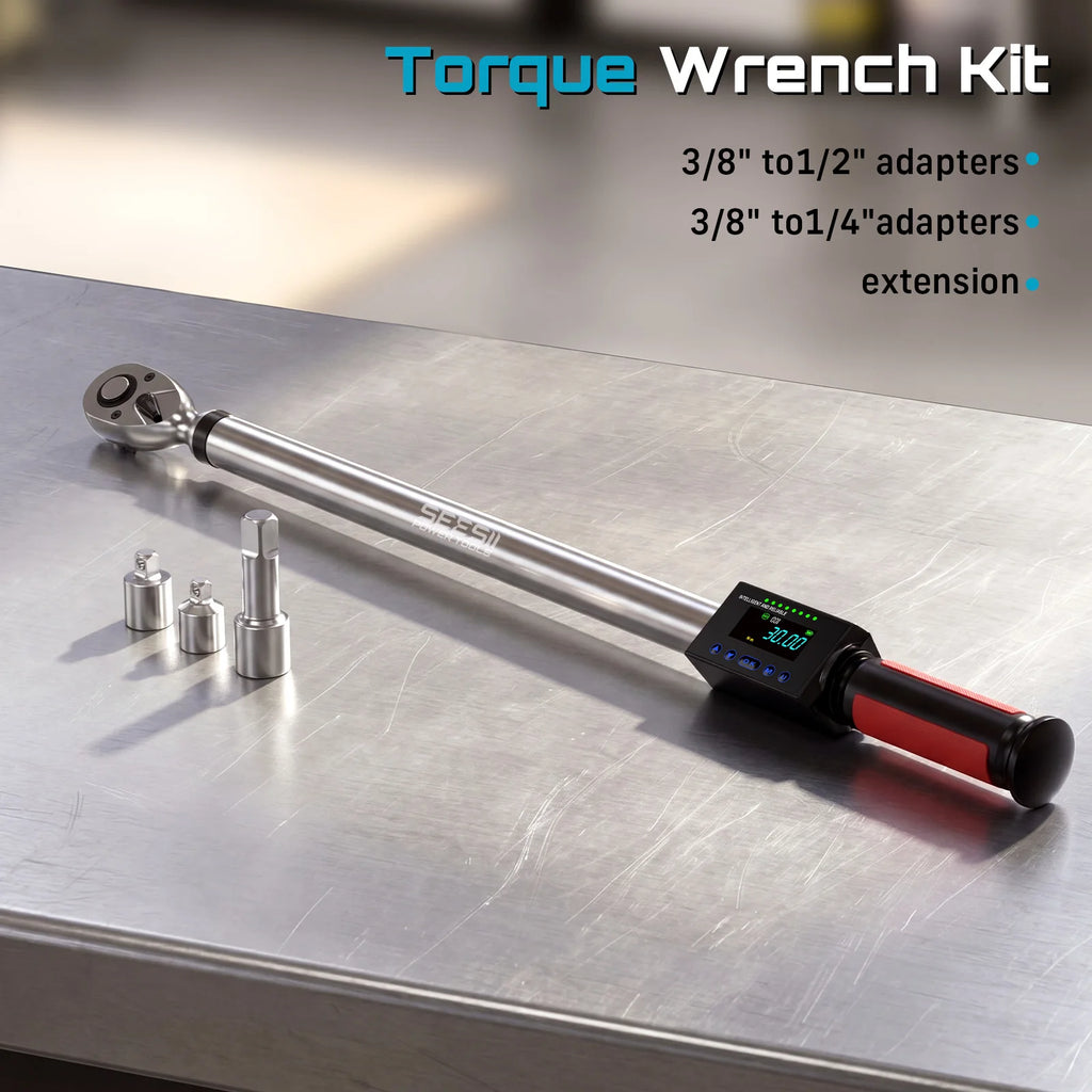 SEESII Digital Torque Wrench Kit D2 Lite Pro-3/8" 220N.m Blue & DH340-1/2" 340N.m Red ±2% High Precision Professional Bicycle Automotive Tool with LED Alarm for Precision Measureme