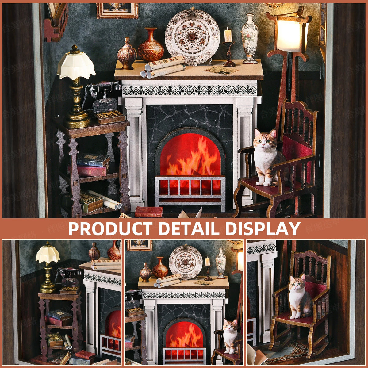 DIY Book Nook Kit, Tailor's Shop 3D Wooden Bookshelf Insert