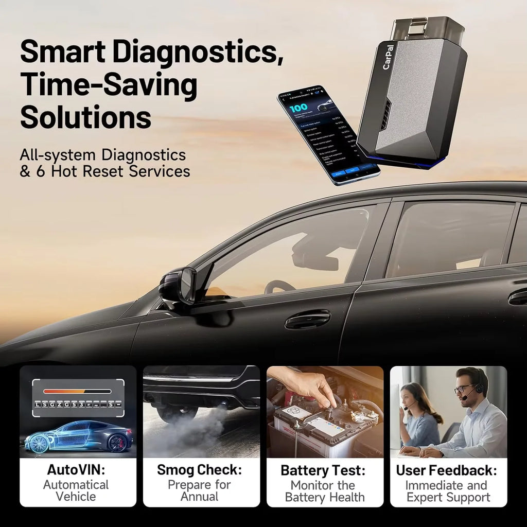 TOPDON CarPal OBD2 Scanner, All-System Car Diagnostic Tool with Battery Test and Smog Check