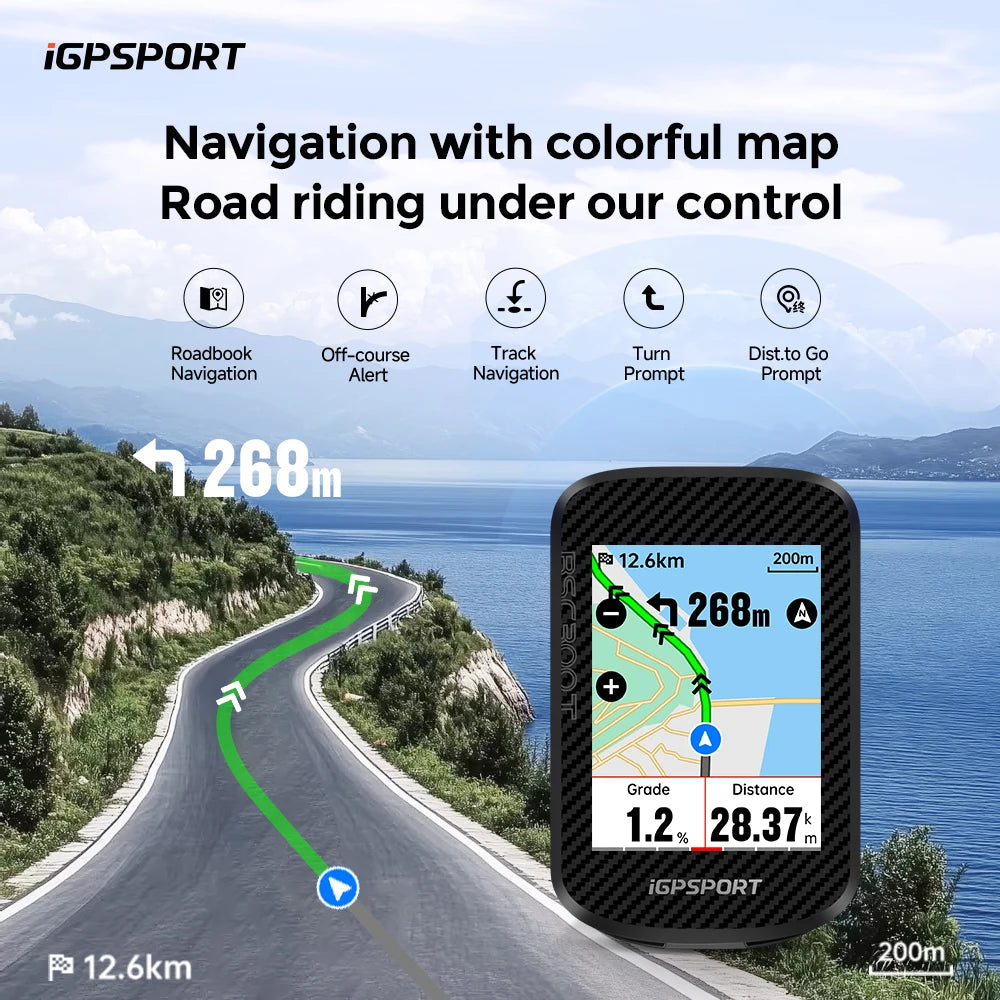 BSC300T Touch-screen Bike Computer Global Colorful Map Wireless Cycling Computer Support E-bike