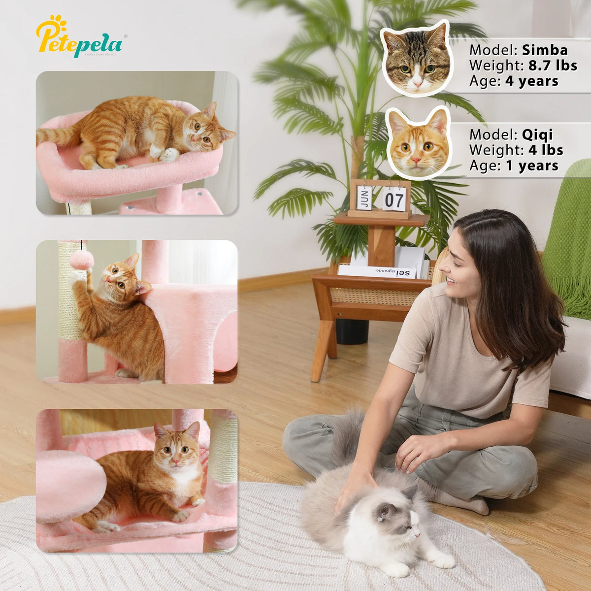 Cat Tree for Indoor Cats, 5-Level Cat Tower for Large Cats with Metal Frame Large Hammock Cat Condo with Big Top Perch
