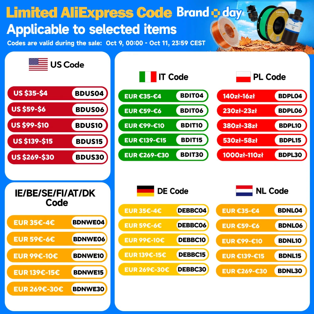 KINGROON PLA/ABS/PETG Filament Bundle, 10kg