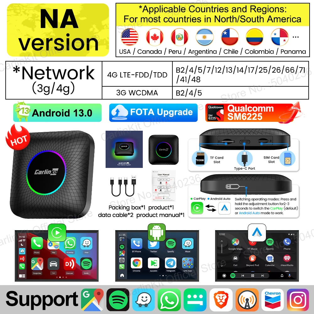 CarlinKit 128GB LED Wireless CarPlay AI Box