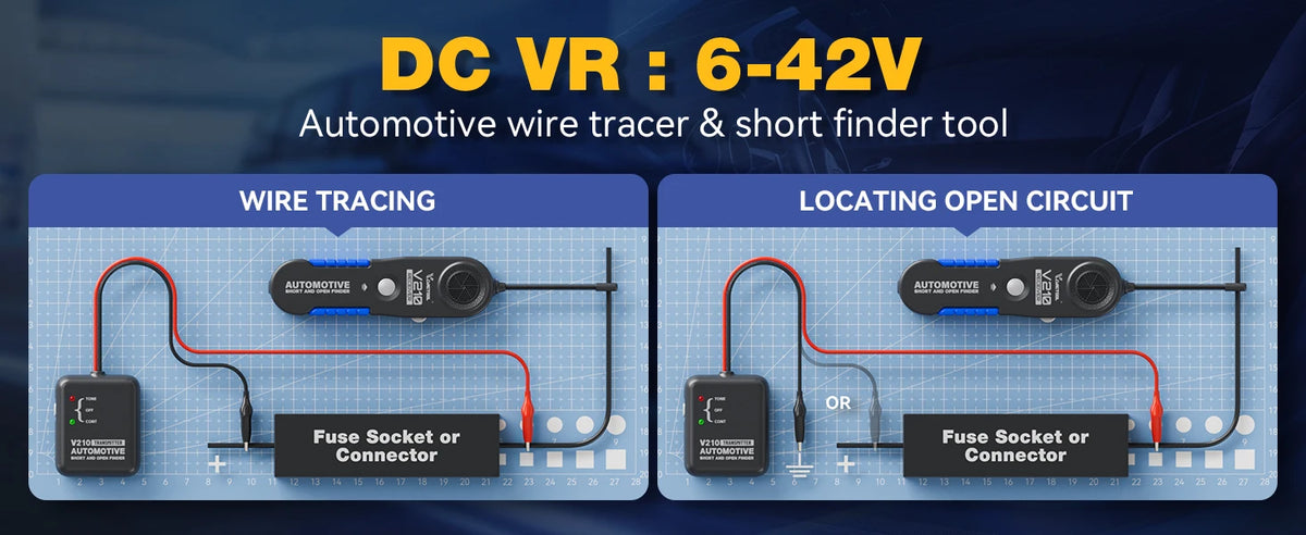 VDIAGTOOL V210 Automotive Circuit Tester 6V-42V Open & Short Finder Checker Car Repair Cable Circuit Wire Tracker Analyzer Tool
