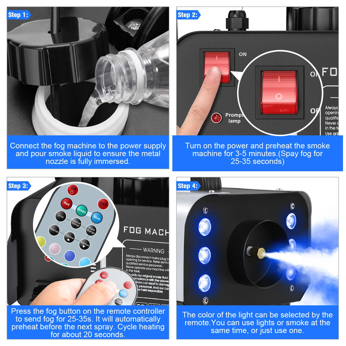 U'King 1200W Fog Machine with LED Lights