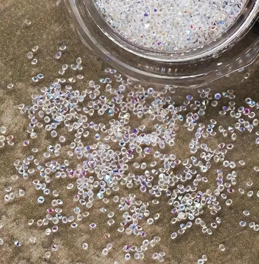 1Bag Aprox.1400Pcs Mini Nail Rhinestones Micro 1.2mm Nail Sand Pixie Crystals Iridescent AB Bling Tiny Sugar Beads Nail Charms