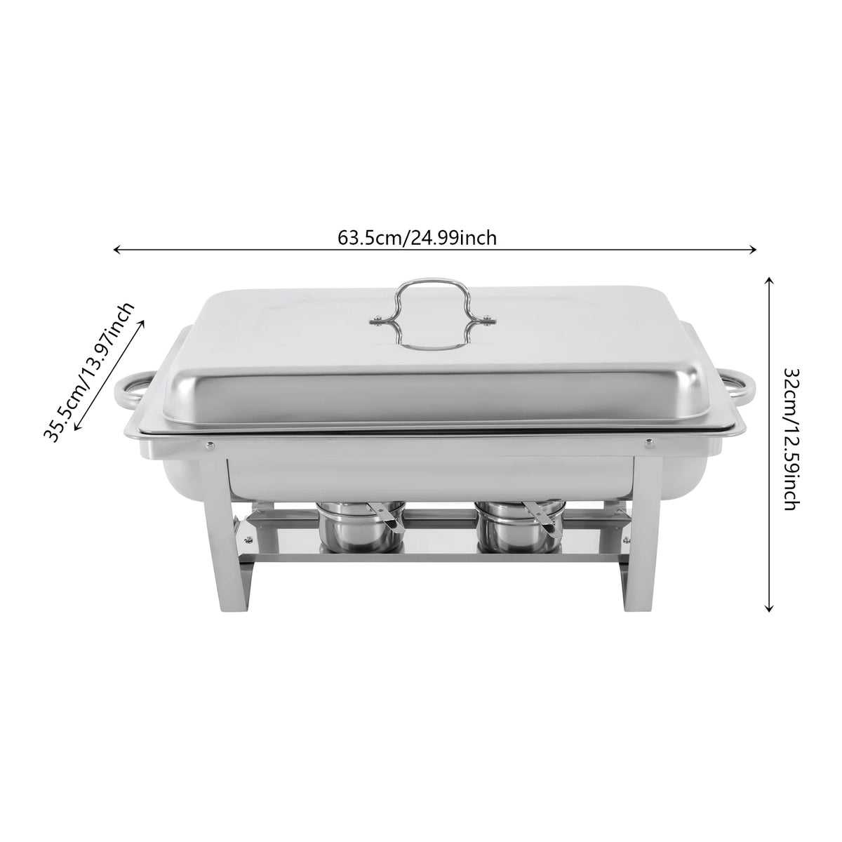 Chafing Dish Buffet Set 3 Grid Stainless Steel Rectangular Catering Chafer Warmer Set Buffet Dishes Warming Set 63.5*35.5*32cm