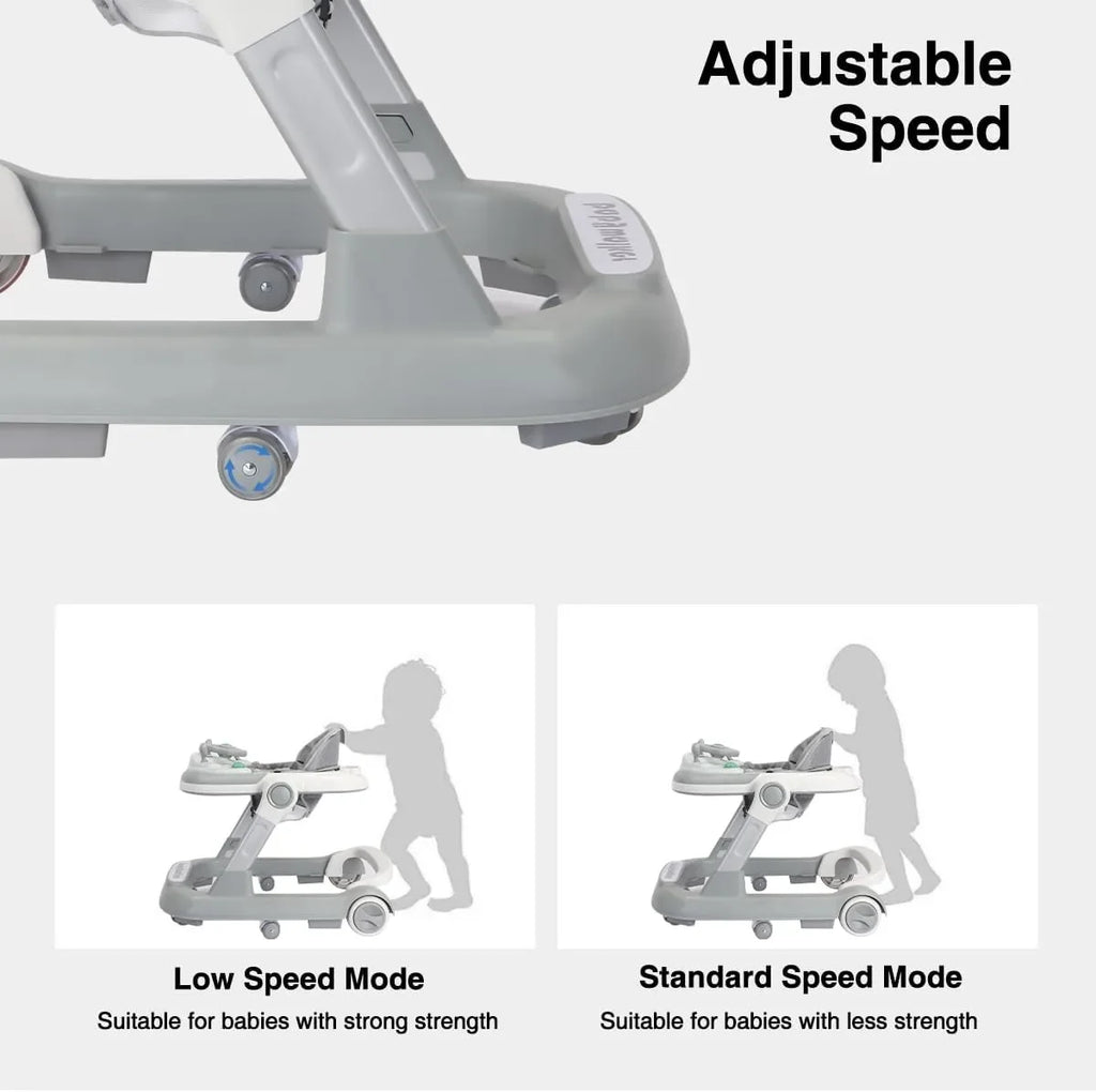 2 in 1 Baby Push Walker and Activity Walker with Removable Feeding Tray and Music Tray, Batteries Not Included