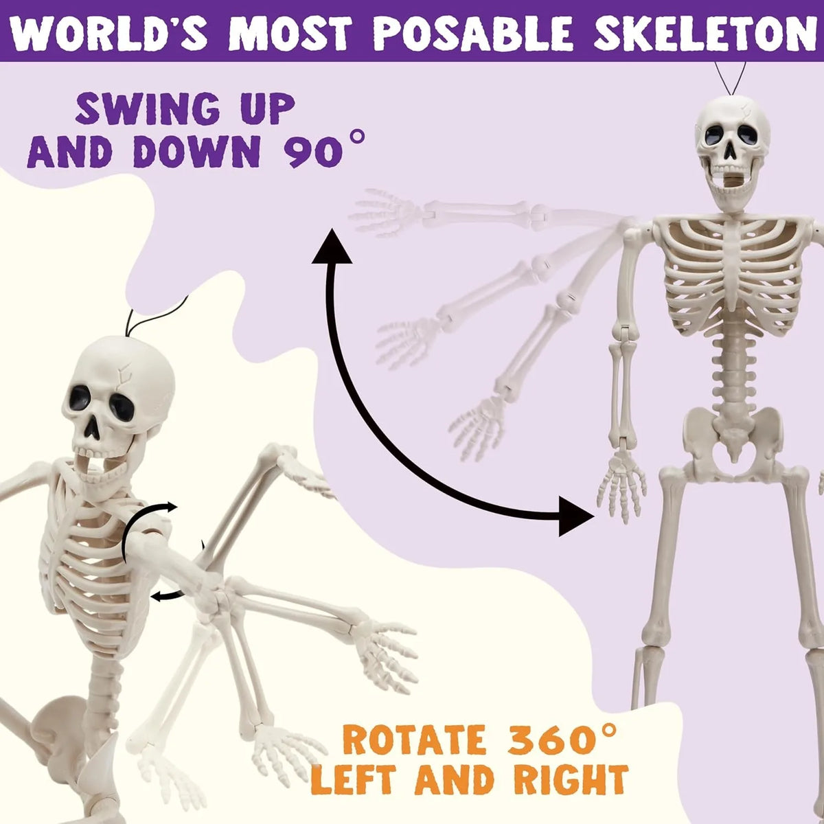 Halloween Posable Skeleton Decorations, 16" (5 Pack)