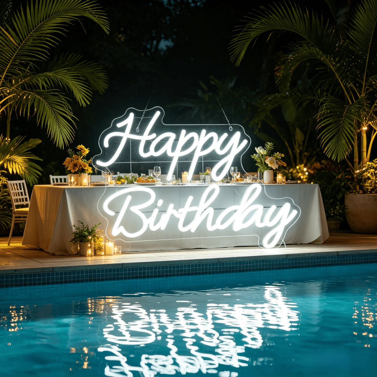 Happy Birthday LED Neon Sign, USB Powered
