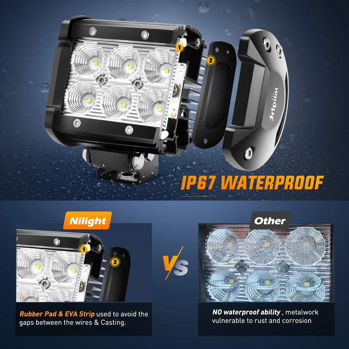Nilight LED Pods 4PCS 18W 1260lm Flood LED Light Bar Driving Fog Light Off Road Lights Work Light 24V 12V For Motorcycles Van Camper Wagon Car Pickup ATV UTV SUV Truck Boat