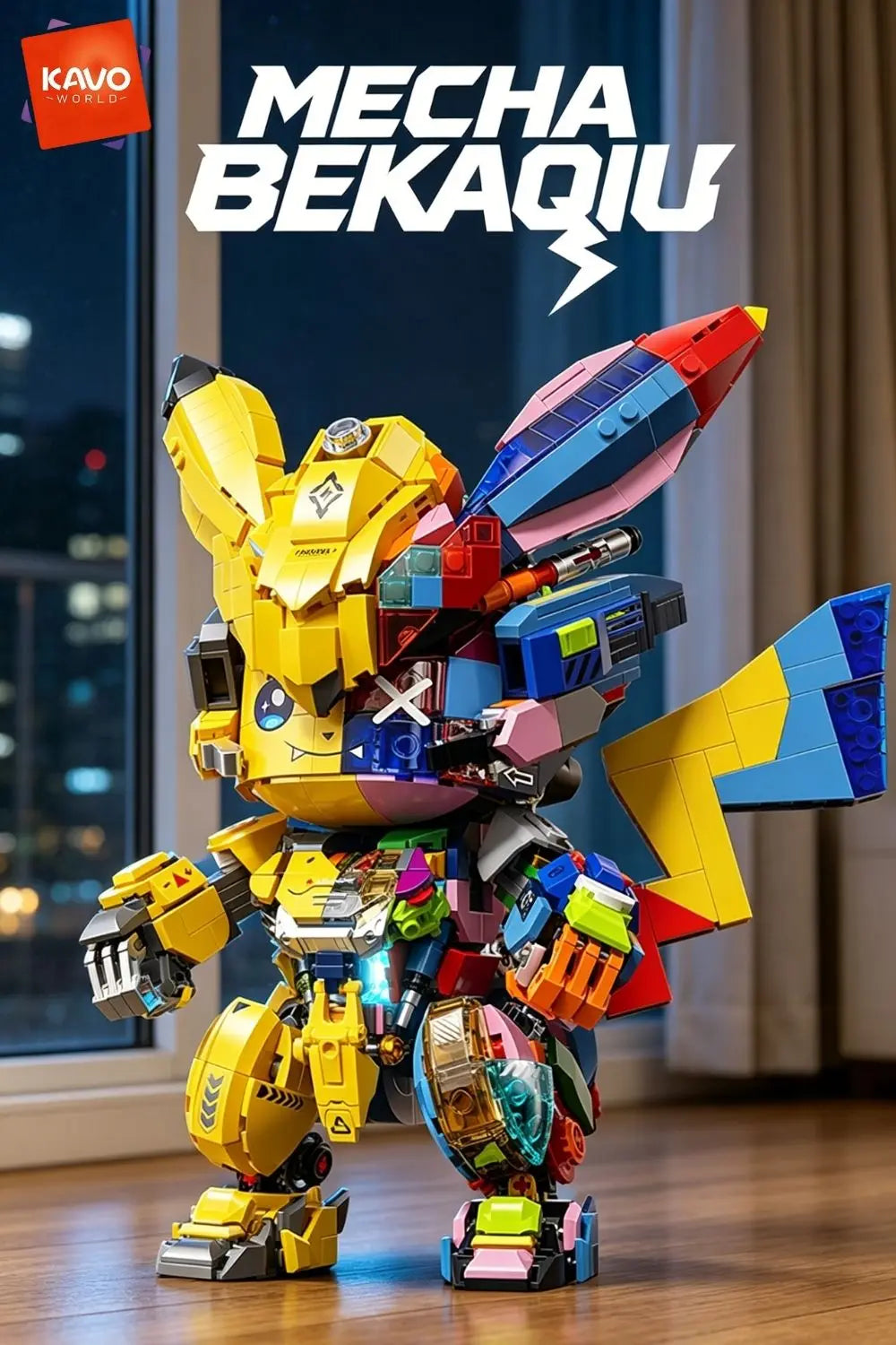 KAVOWORLD 1505PCS Mechanical Mouse Mecha Building Blocks Model Kit 360° Rotatable Tail Articulated Joints DIY Assembly Sci-Fi Figurine Half Cute Punk Construction Toy for Gaming Room Office Decor New Year Holiday Chrismas Gi