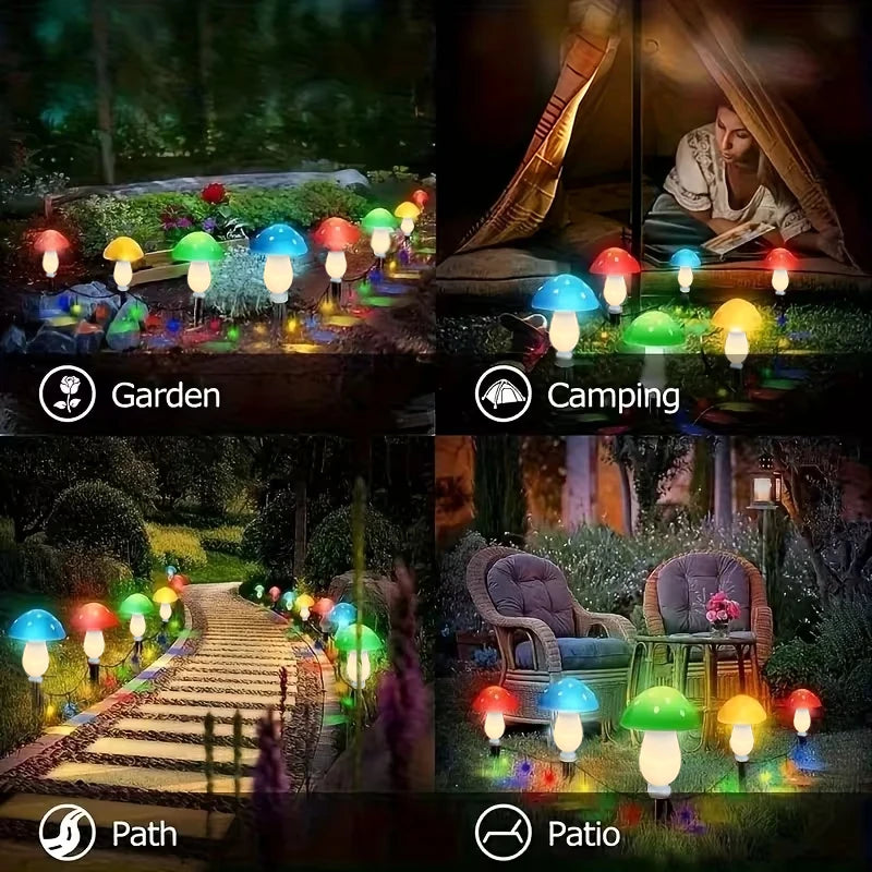 Solar Mushroom Garden Stake Lights, 8 Pack