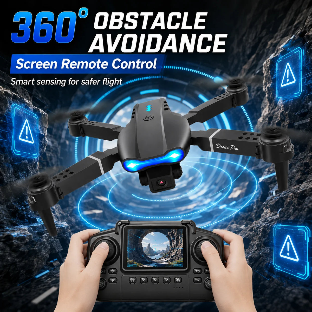 Brushless RC Drone with Dual Camera, One-Key Takeoff, Return Home and Headless Mode