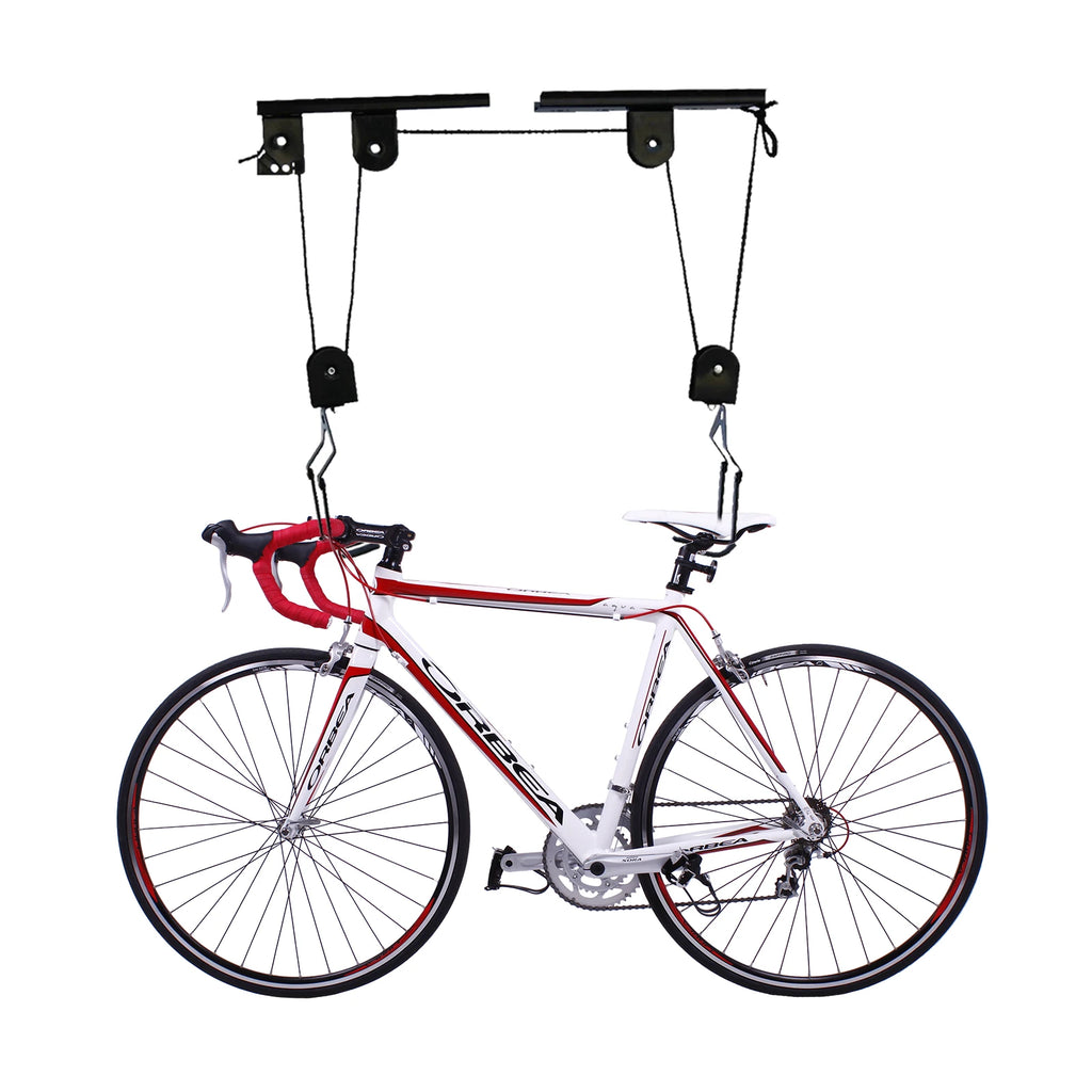 Bike Hoist for Garage Ceiling Mount Pulley System Bike Storage Set Of Bike Hangers for Garage Storage