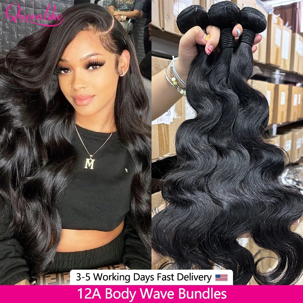 Queenlike Body Wave Human Hair Bundles, 3 Pack
