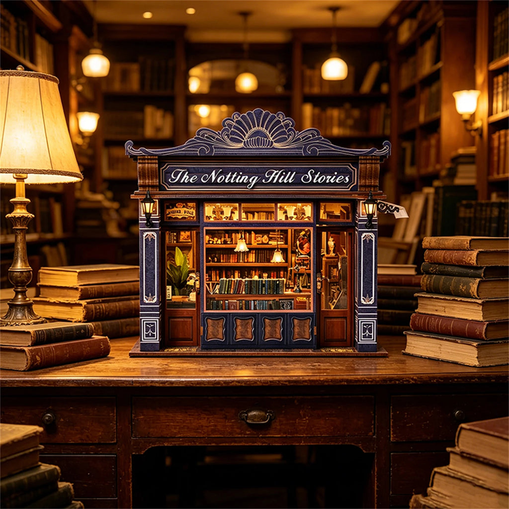 DIY Book Nook Kit, Bookstore 3D Wooden Bookshelf Insert