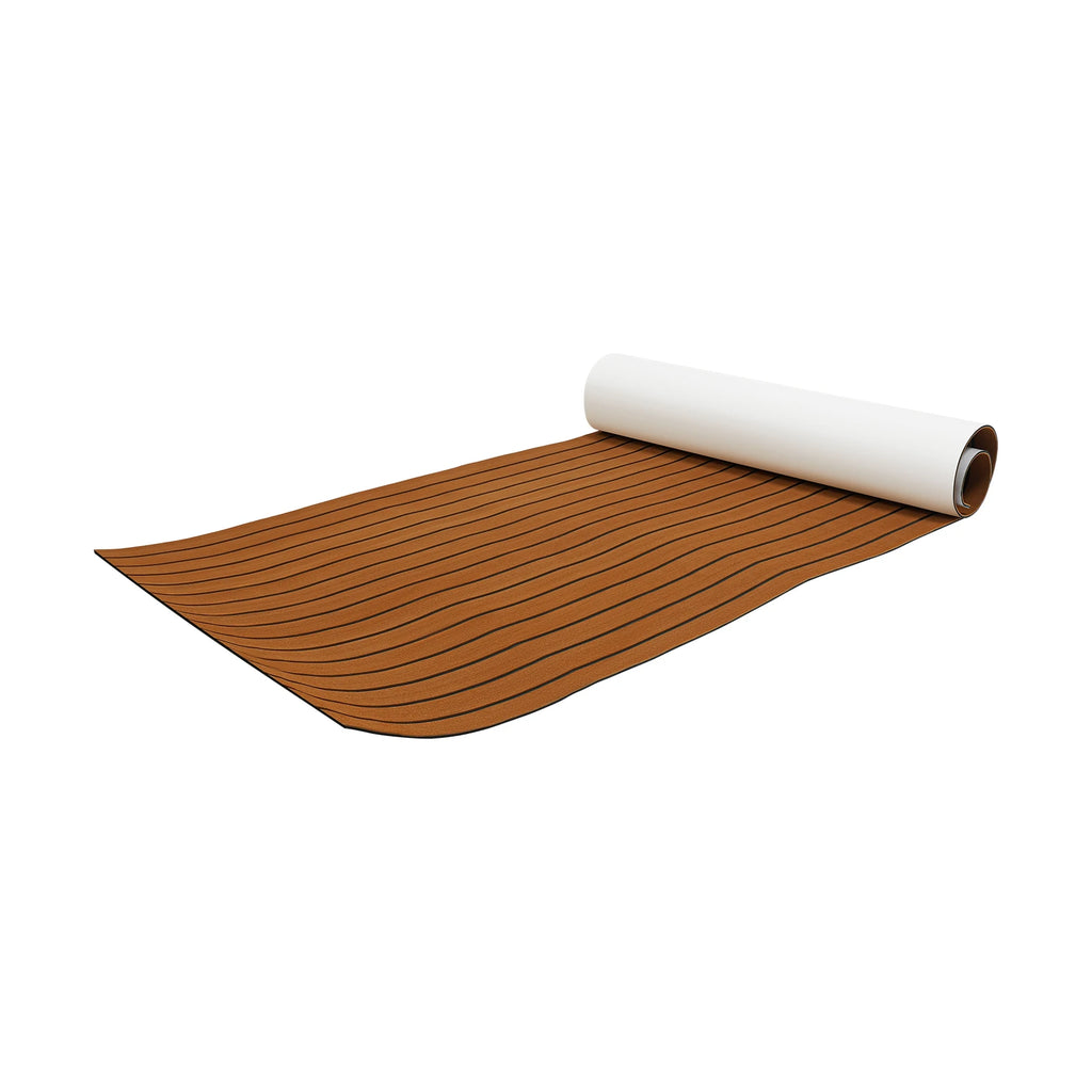 Self-Adhesive EVA Foam Floor Mat 90x240cm Faux Teak Waterproof Boat Decking RV Floor Pad 6mm Thick for Marine Caravan Home Gym