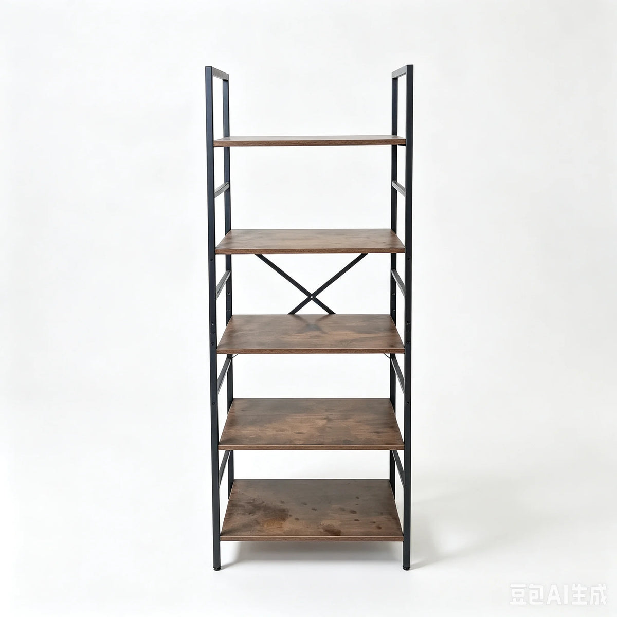 Bookshelf 5＆6 Tier Industrial Rustic Wood Bookcase Open Storage Shelving Unit Black Metal Frame Freestanding Display Rack Multipurpose Storage Organizer for Bedroom Living Room Office Kitchen Plant Decor