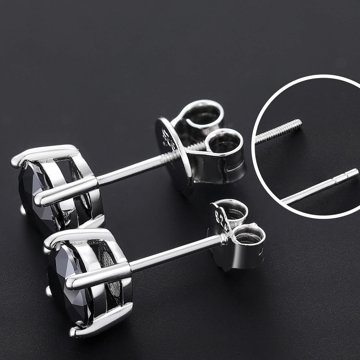 Real 0.5-2 Carat Black Moissanite Earrings For Women 100% 925 Sterling Silver Earring 2023 Trend Wedding Jewelry Christmas Gifts