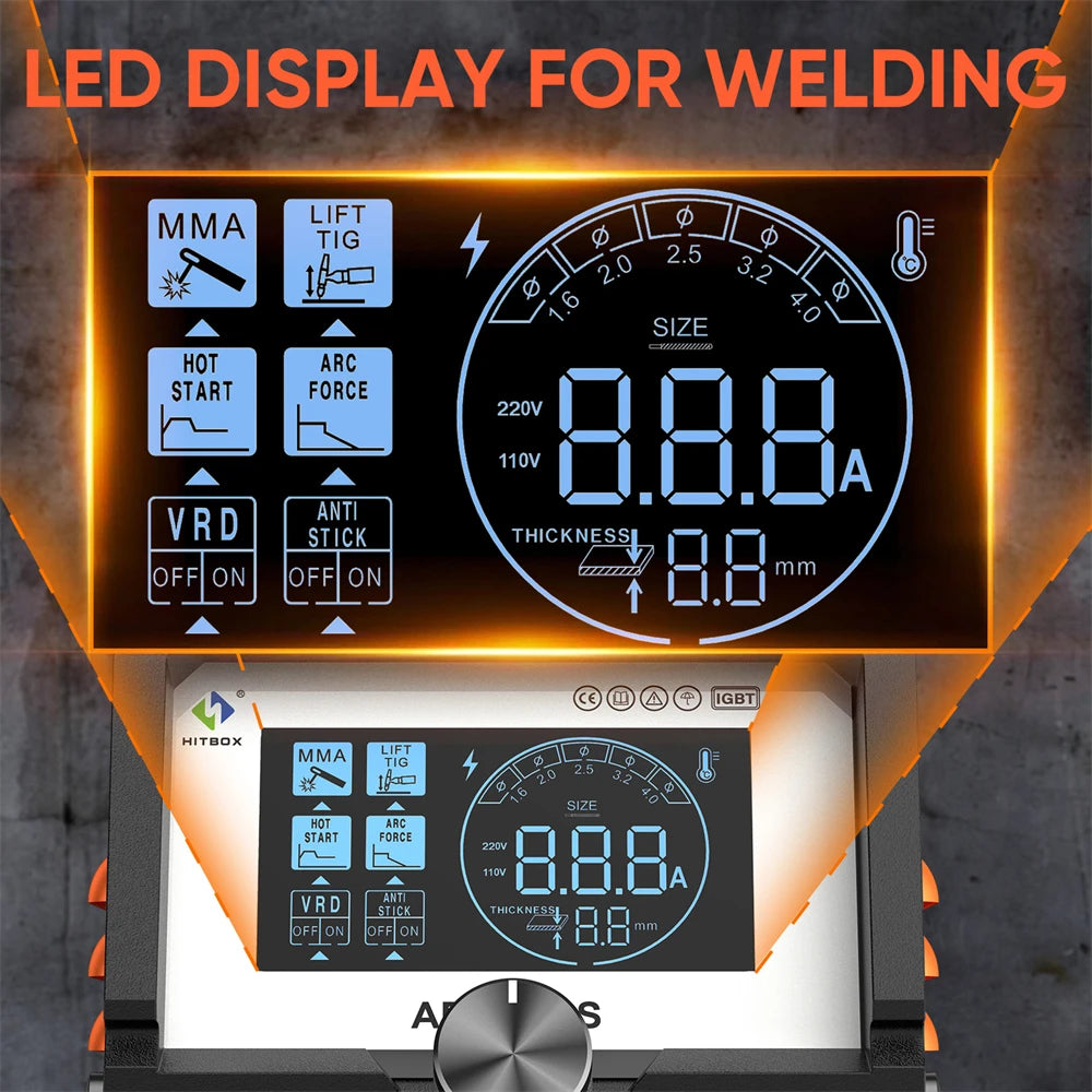 HITBOX ARC200S Welding Machine 2 in 1 ARC MMA LIFT TIG MINI IGBT Inverter LED Digital Display Portable Home Welder 220V 10-200A