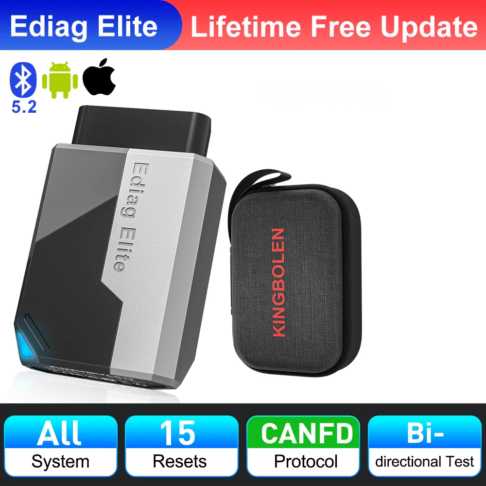 [Lifetime Free] KINGBOLEN Ediag Elite All System Car Diagnostic Tool 15 Reset CANFD Active Test OBD Scanner for iOS Android