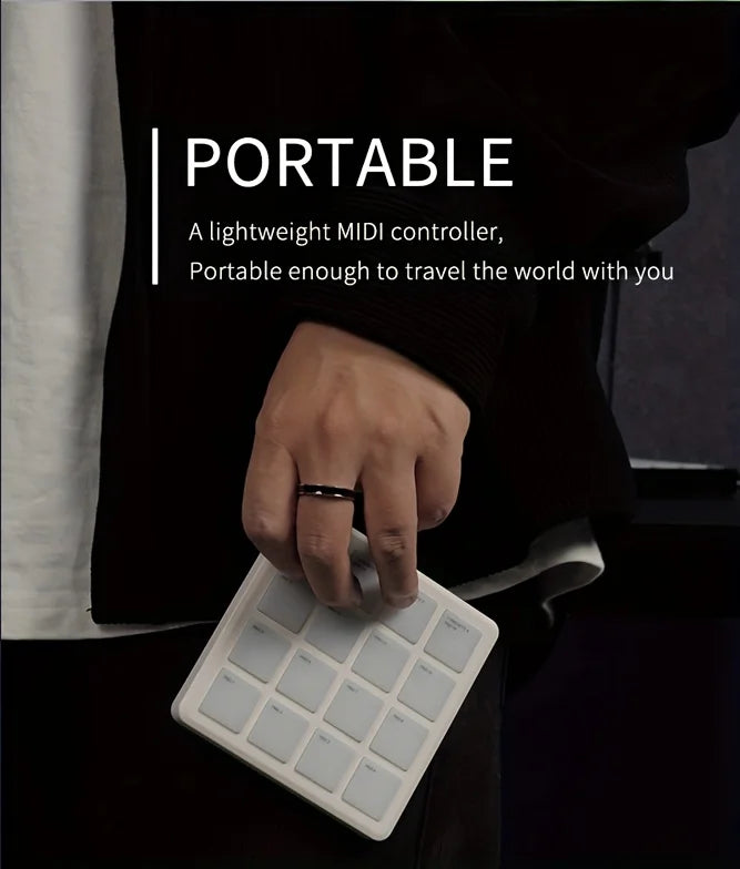 M-VAVE 16-Pad RGB Backlit MIDI Controller, Portable Music Production Pad