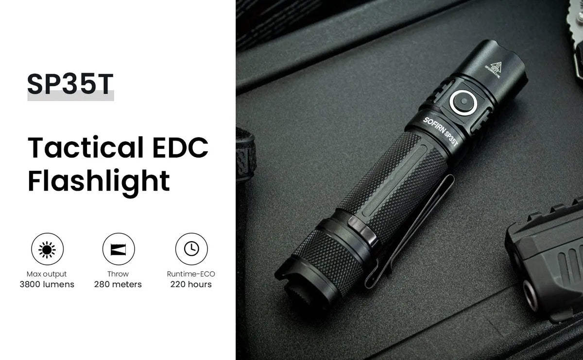 Sofirn SP35T 3800 Lumen Rechargeable Flashlight, USB-C 21700 LED Torch with Dual Switch