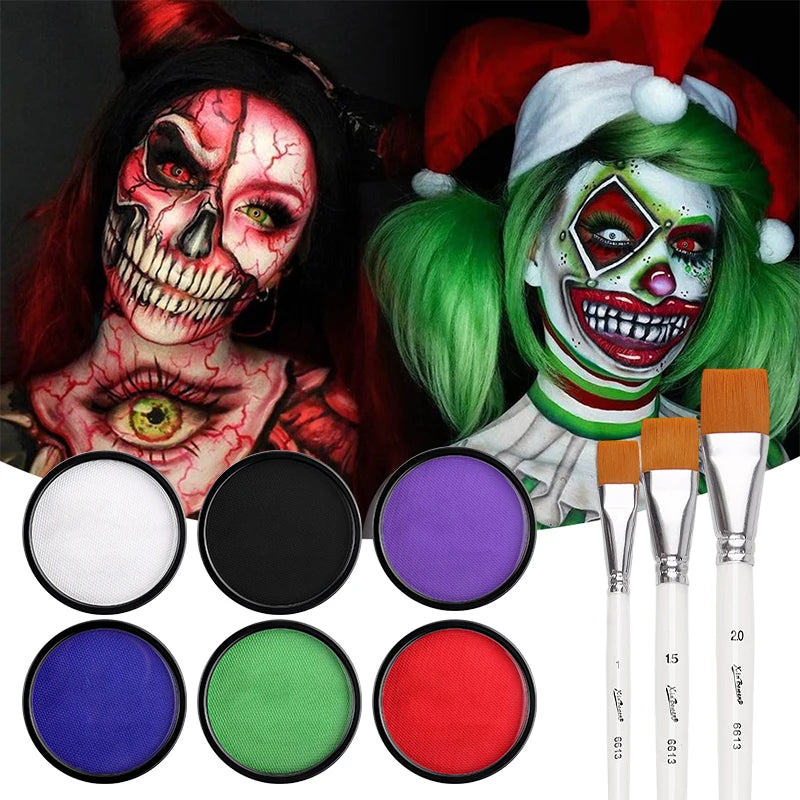 30g Face Body Painting Palette,Non-Toxic & Safe Monochromatic Water Based Face & Body PaintMakeup for Cosplay,Halloween Festival